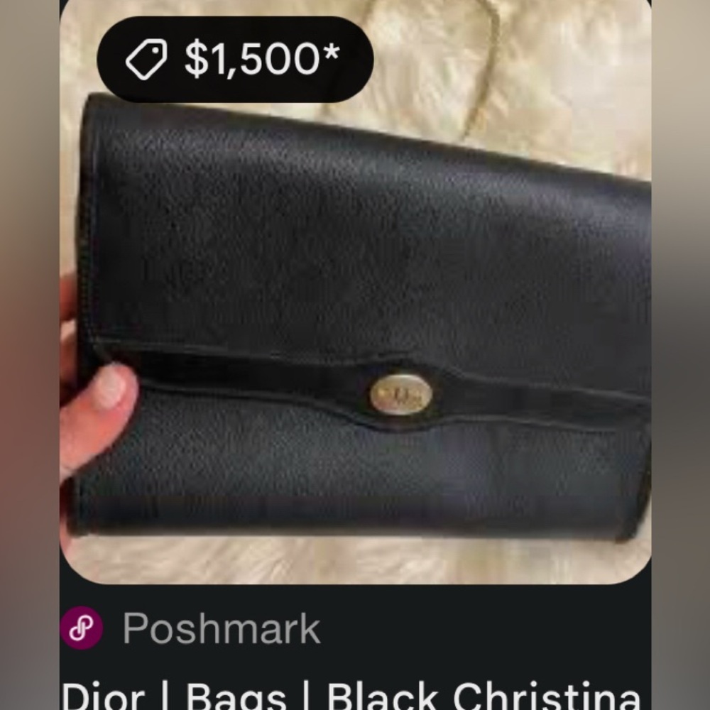 Authentic  vintage Dior Black Leather shoulder bag with Gold Accents make offer - Picture 5 of 17